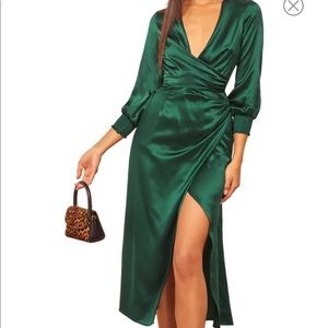 Reformation Chantelle Wrap Front Silk Dress
